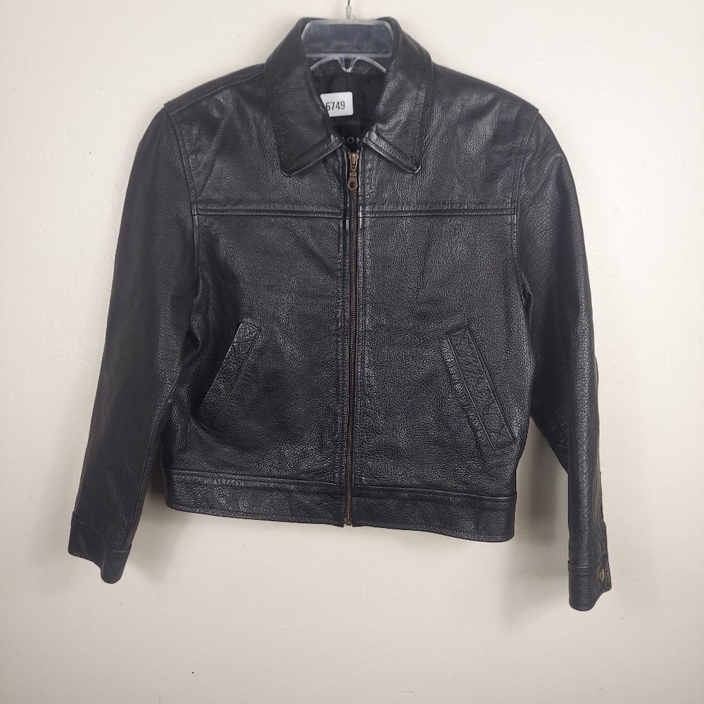 WILSONS LEATHER Men’s Black Leather Moto Style Jacket midweight  size medium